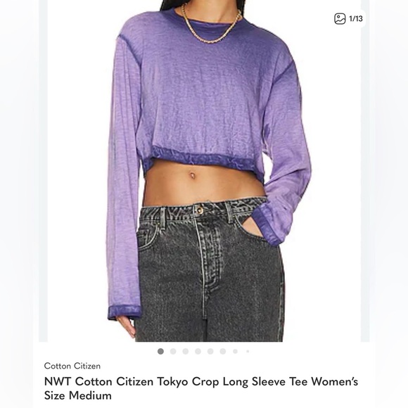 Cotton Citizen Tokyo Violet Gradient Long Sleeve Tee - Picture 3 of 9